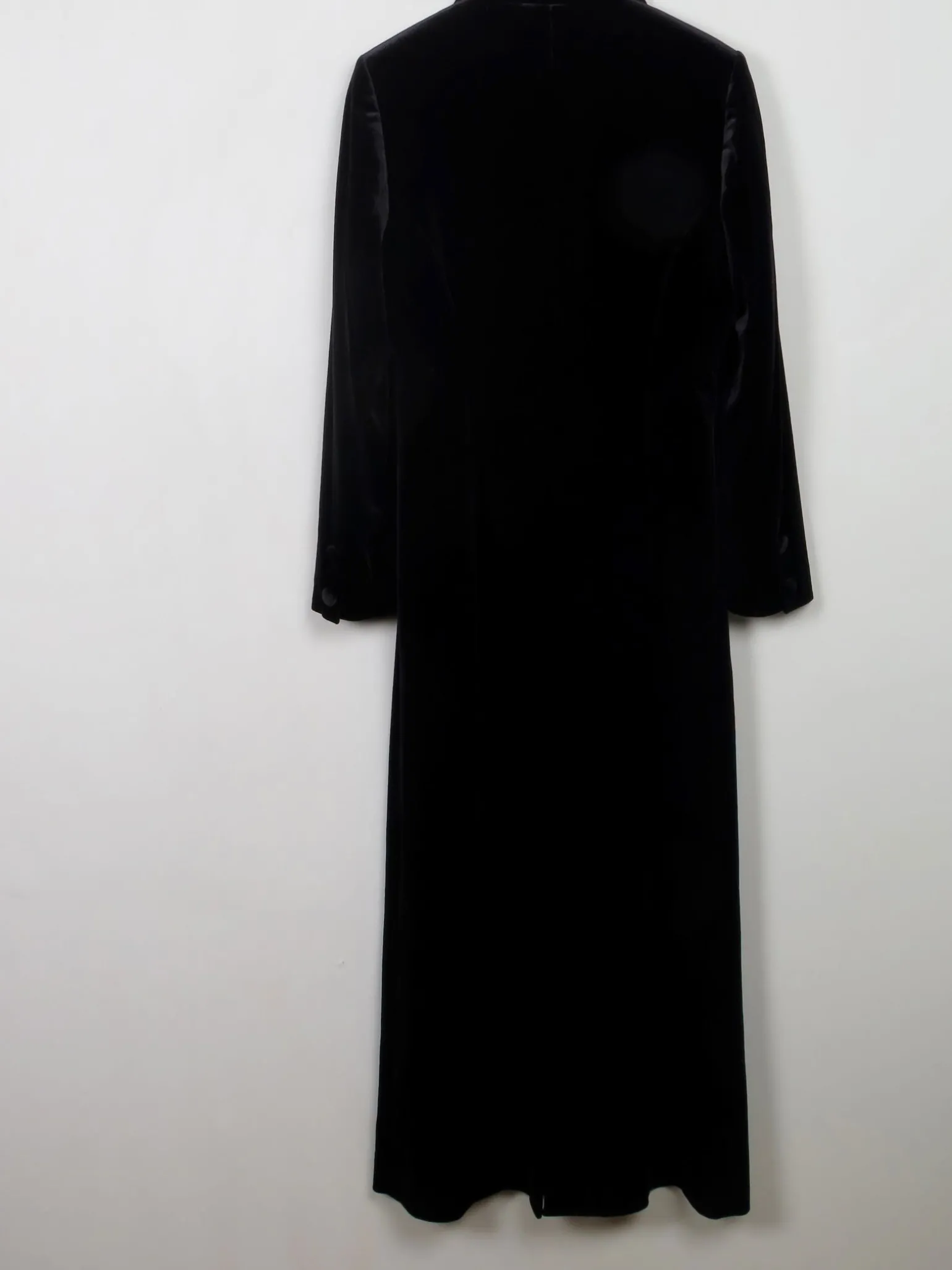 Women’s Long Black Velvet Coat S