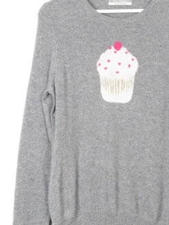 Women's M&S Cashmere Grey Jumper With CupCake Design M