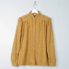 Women's Mustard Polka Dot Print Blouse M