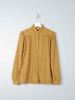 Women's Mustard Polka Dot Print Blouse M