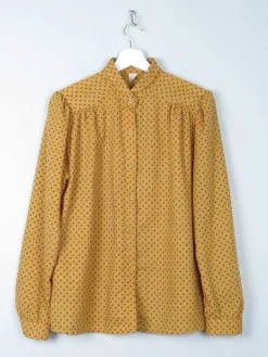 Women's Mustard Polka Dot Print Blouse M