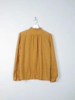 Women's Mustard Polka Dot Print Blouse M