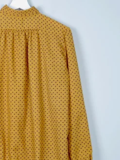 Women's Mustard Polka Dot Print Blouse M