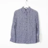Women's Navy & White Floral Print Prairie Style Blouse With Collar 10 Approx