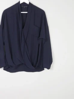 Women’s Navy Betty Jackson Cross Over Blouse 14