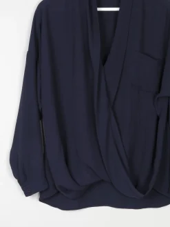Women’s Navy Betty Jackson Cross Over Blouse 14