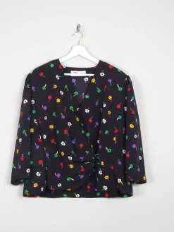 Women's Navy Blouse With Colourful Print XL