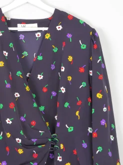Women's Navy Blouse With Colourful Print XL