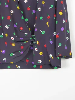 Women's Navy Blouse With Colourful Print XL