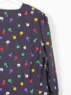 Women's Navy Blouse With Colourful Print XL