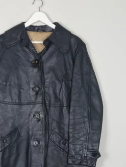 Women’s Navy 1960s Leather Short Coat 12/14