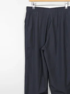 Women's Navy Vintage Tapered Leg Wool Mix Trousers 32 14 Approx