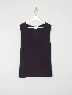 Women's Navy Vintage V-Neck Sleeveless Tank Top S/M