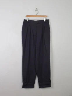 Women’s Navy Wool Tapered Leg Trousers 14/ L 32" W 31L