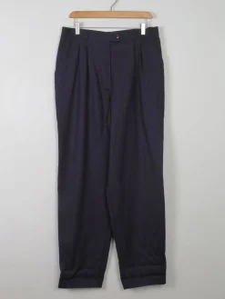 Women’s  Navy Wool Tapered Leg Trousers 14/ L  32