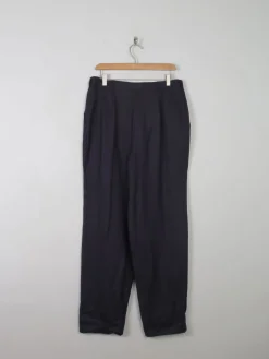 Women’s  Navy Wool Tapered Leg Trousers 14/ L  32