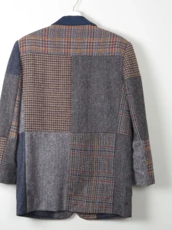 Women's Patchwork Vintage Tweed Jacket S/M Oversized