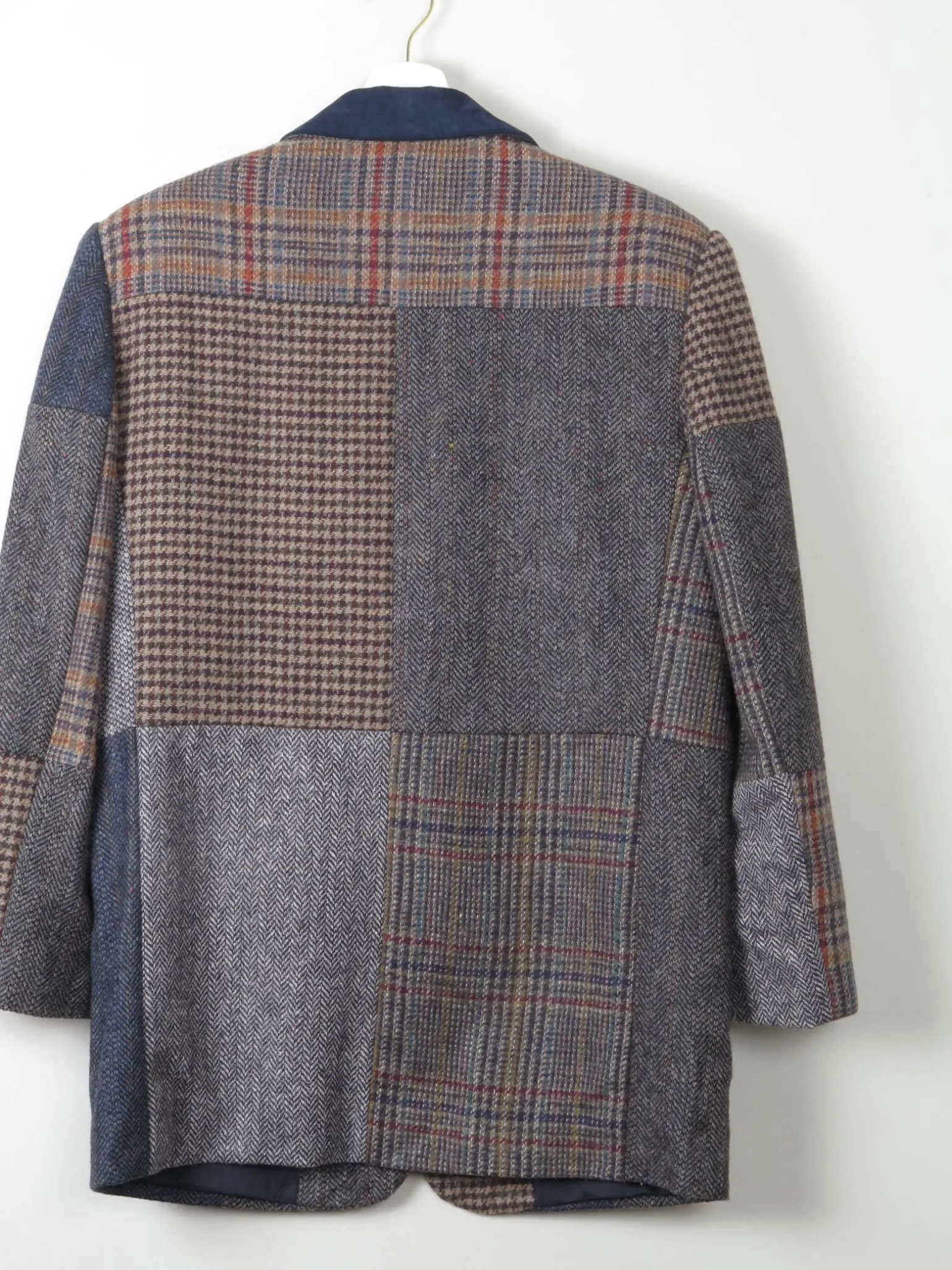 Women's Patchwork Vintage Tweed Jacket S/M Oversized