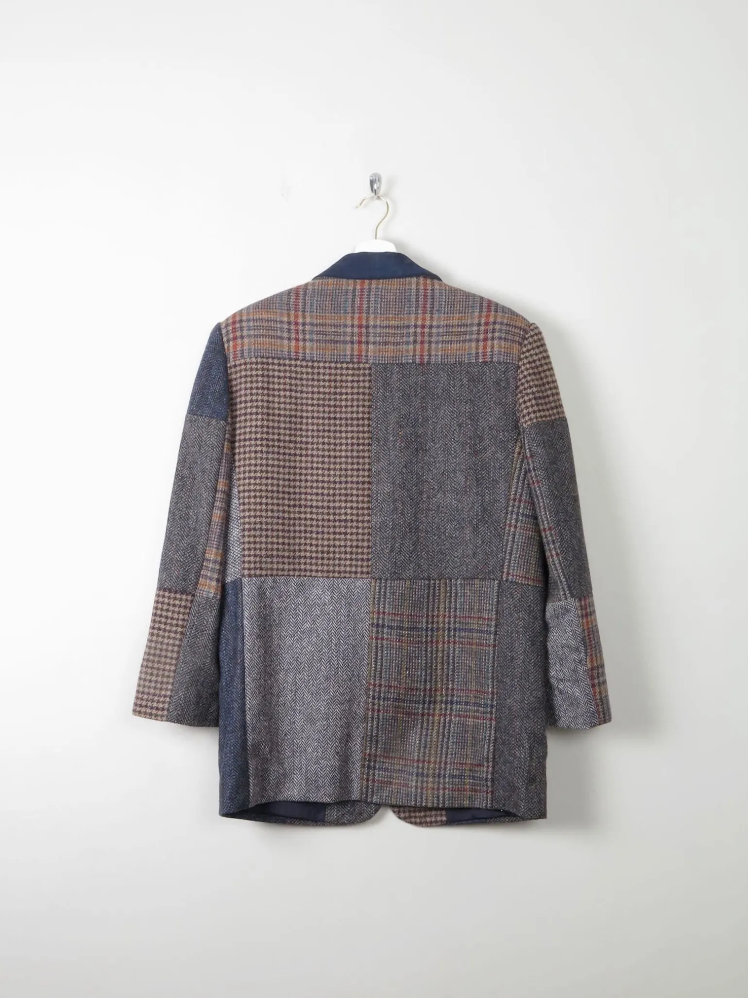 Women's Patchwork Vintage Tweed Jacket S/M Oversized