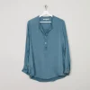 Women's Petrol Blue Silk Blouse M