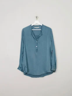 Women's Petrol Blue Silk Blouse M