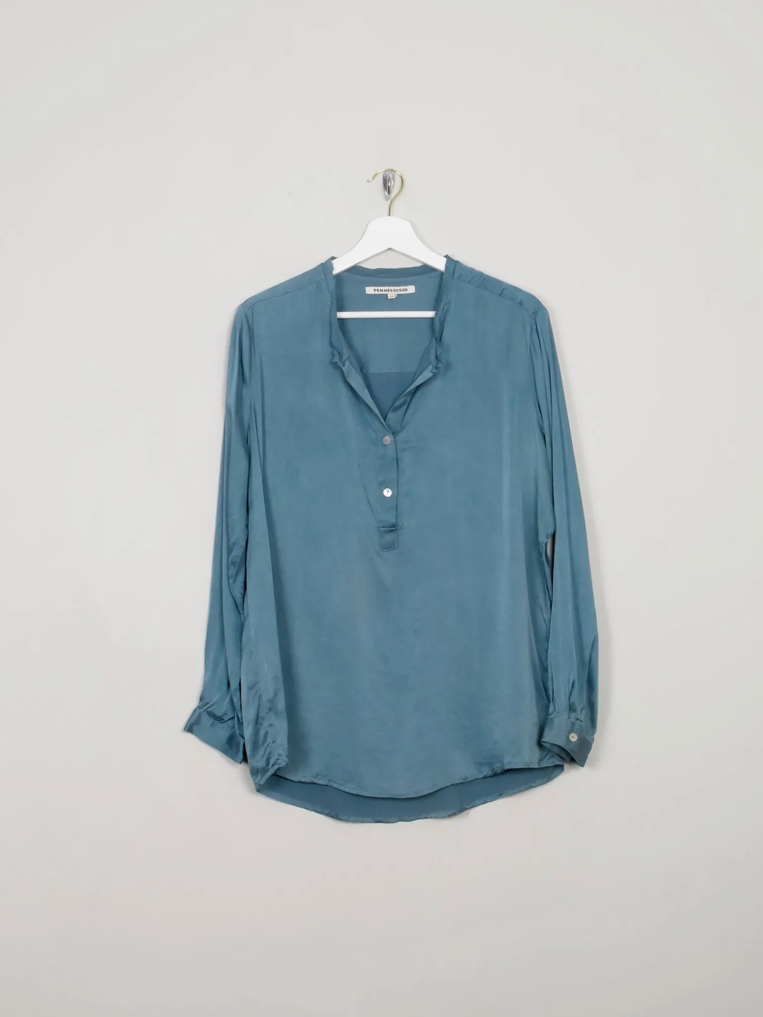 Women's Petrol Blue Silk Blouse M