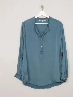 Women's Petrol Blue Silk Blouse M