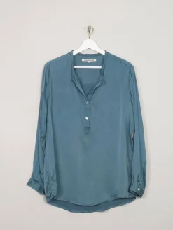 Women's Petrol Blue Silk Blouse M