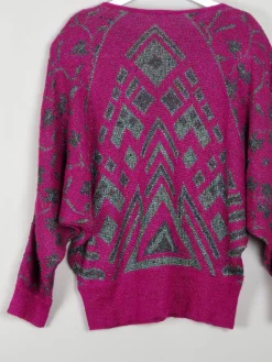 Women's Pink Lurex Jumper With Beads M/L