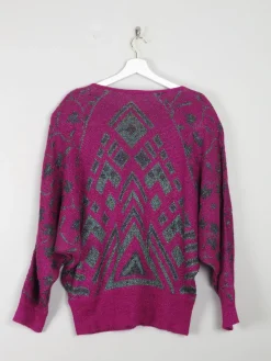 Women's Pink Lurex Jumper With Beads M/L