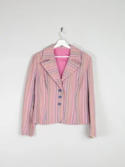 Women's Pink Striped Vintage Tweed Jacket M