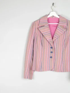 Women's Pink Striped Vintage Tweed Jacket M