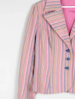 Women's Pink Striped Vintage Tweed Jacket M