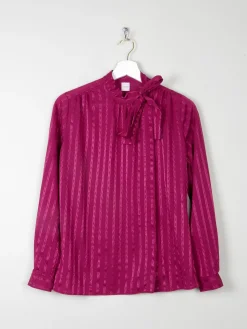 Women's Raspberry Vintage Tie Neck Blouse S