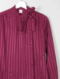 Women's Raspberry Vintage Tie Neck Blouse S