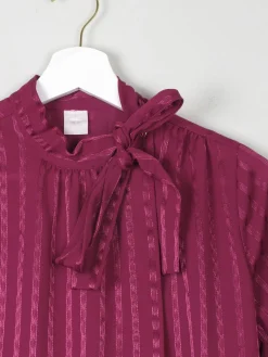 Women's Raspberry Vintage Tie Neck Blouse S