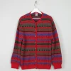 Women's Red Patterned Vintage Cardigan L /XL