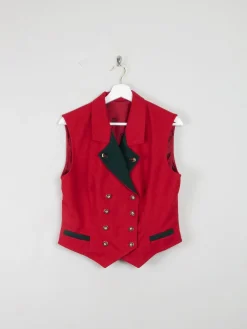 Womens Red Vintage Austrian Waistcoat M
