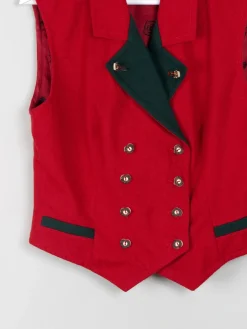 Womens Red Vintage Austrian Waistcoat M