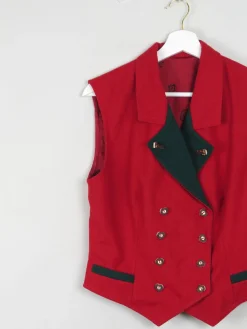 Womens Red Vintage Austrian Waistcoat M