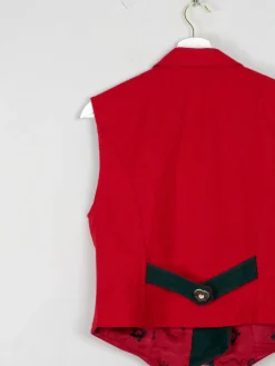 Womens Red Vintage Austrian Waistcoat M