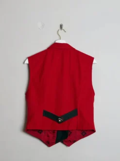 Womens Red Vintage Austrian Waistcoat M
