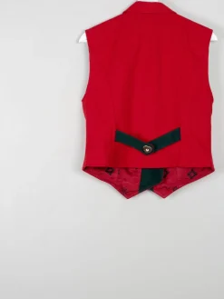 Womens Red Vintage Austrian Waistcoat M