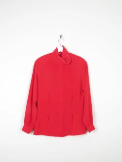 Women's Red Vintage Blouse S/M Relaxed Fit