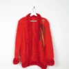 Women's Red Vintage Cardigan With Trim M/L