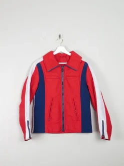 Women's Red/Navy/White Vintage Ski Jacket S