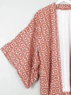 Women's Rust & Ivory Printed Vintage Kimono M/L
