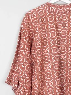 Women's Rust & Ivory Printed Vintage Kimono M/L
