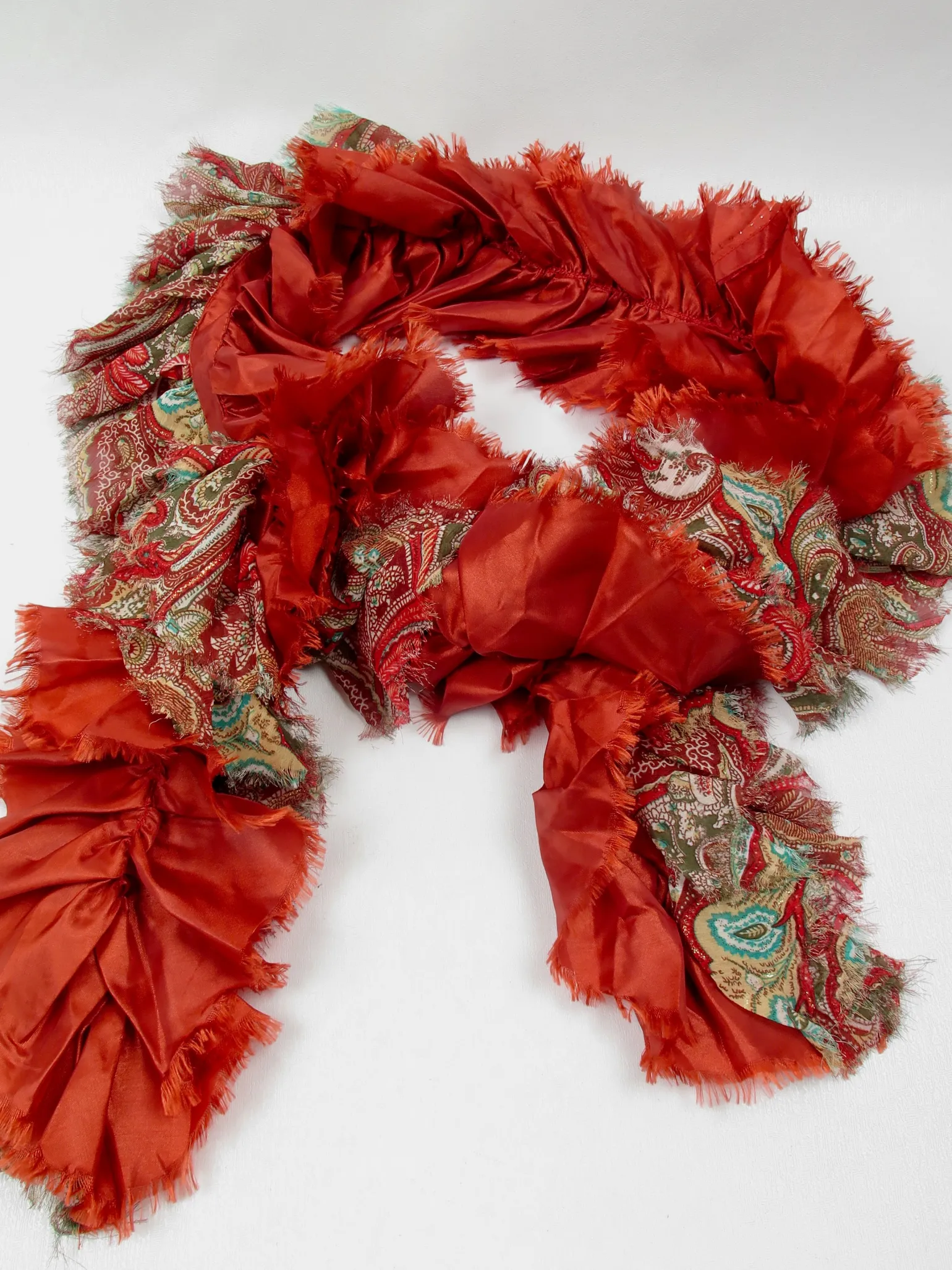 Women's Rust & Paisley Combined Long Scarf