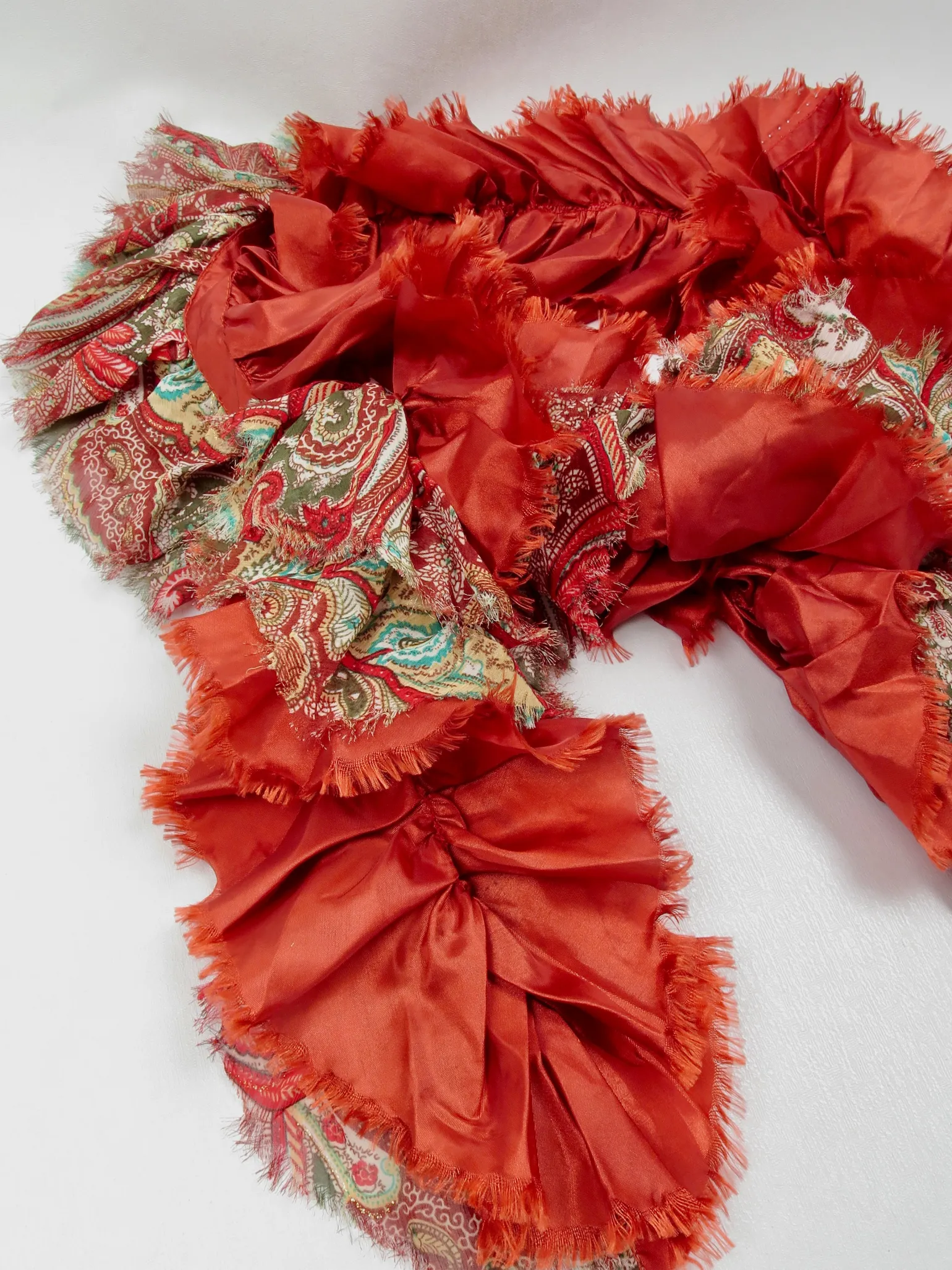 Women's Rust & Paisley Combined Long Scarf